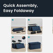 Foldable Storage Ottoman – Velvet – Slate Grey – Includes 2 Extra Storage Boxes