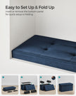 Foldable Storage Ottoman – Velvet – Midnight Blue – Includes Extra Storage Boxes