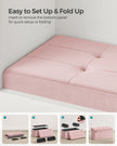 Foldable Storage Ottoman Bench – Velvet – Jelly Pink – Includes 2 Extra Storage Boxes