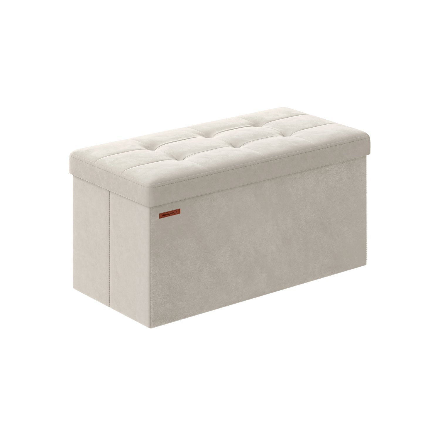 Foldable Ottoman – Velvet – Gray – Multi-functional Storage Bench with Extra Storage Boxes