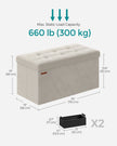 Foldable Ottoman – Velvet – Gray – Multi-functional Storage Bench with Extra Storage Boxes