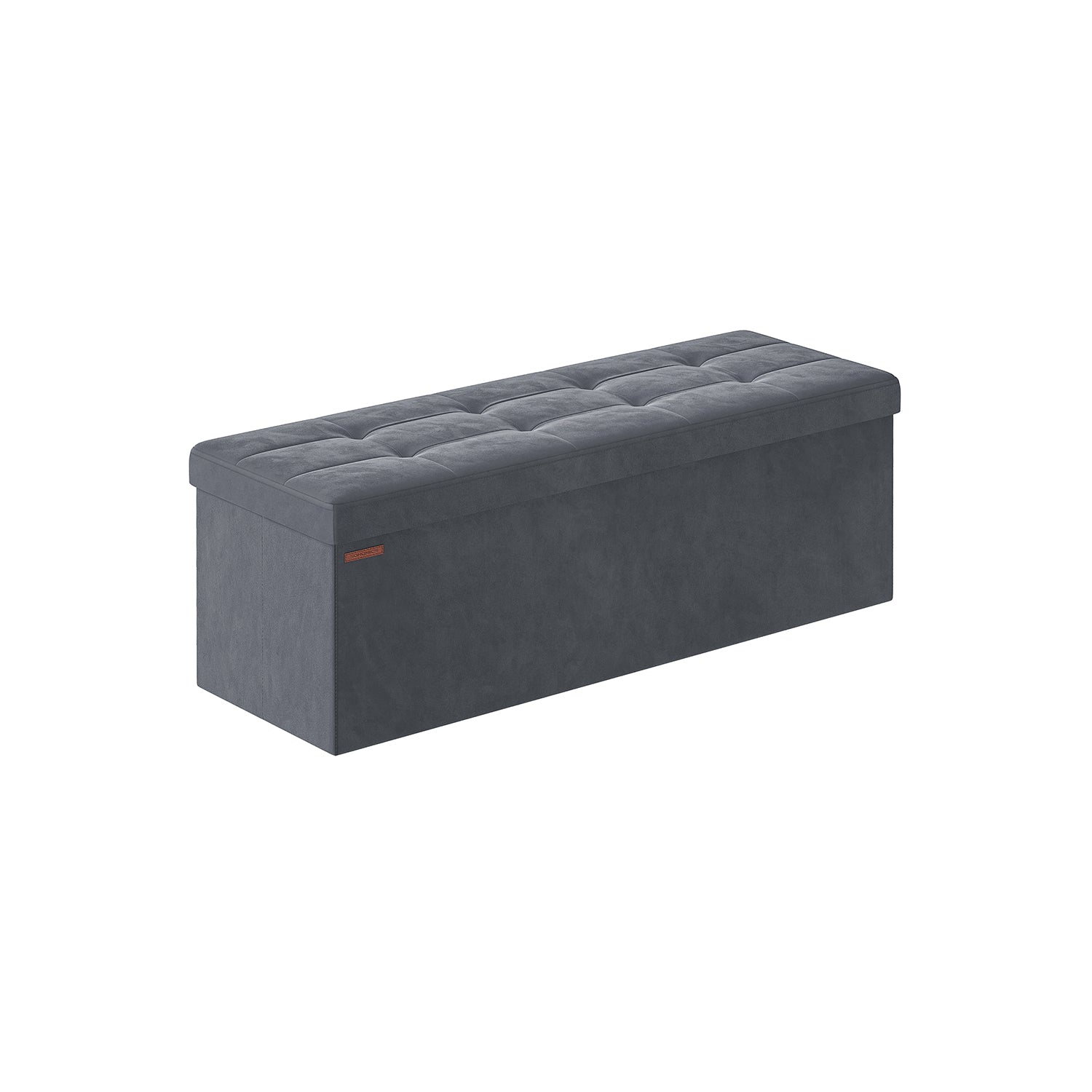 Foldable Storage Ottoman – Velvet – Slate Grey – Load Capacity 300 kg, Includes 2 Extra Storage Boxes