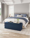 Foldable Storage Ottoman – Velvet – Midnight Blue – Includes 2 Extra Storage Boxes, 300 kg Load Capacity