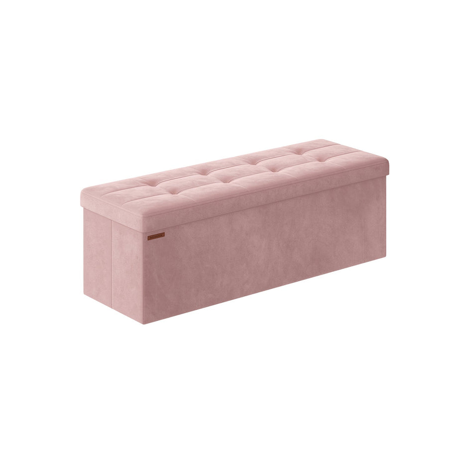Foldable Storage Ottoman – Velvet – Jelly Pink – 300 kg Load Capacity, Includes 2 Extra Storage Boxes