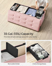 Foldable Storage Ottoman – Velvet – Jelly Pink – 300 kg Load Capacity, Includes 2 Extra Storage Boxes