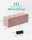 Foldable Storage Ottoman – Velvet – Jelly Pink – 300 kg Load Capacity, Includes 2 Extra Storage Boxes
