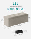 Foldable Storage Ottoman Bench – Velvet – Cream White – Includes Extra Storage Boxes