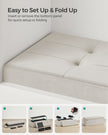 Foldable Storage Ottoman Bench – Velvet – Cream White – Includes Extra Storage Boxes