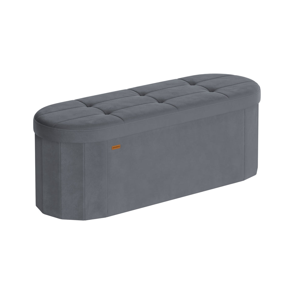 Storage Ottoman Bench - 110L - MDF, Velvet - Folding Design - Easy Assembly