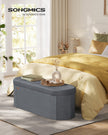 Storage Ottoman Bench - 110L - MDF, Velvet - Folding Design - Easy Assembly