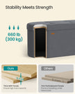 Storage Ottoman Bench - 110L - MDF, Velvet - Folding Design - Easy Assembly
