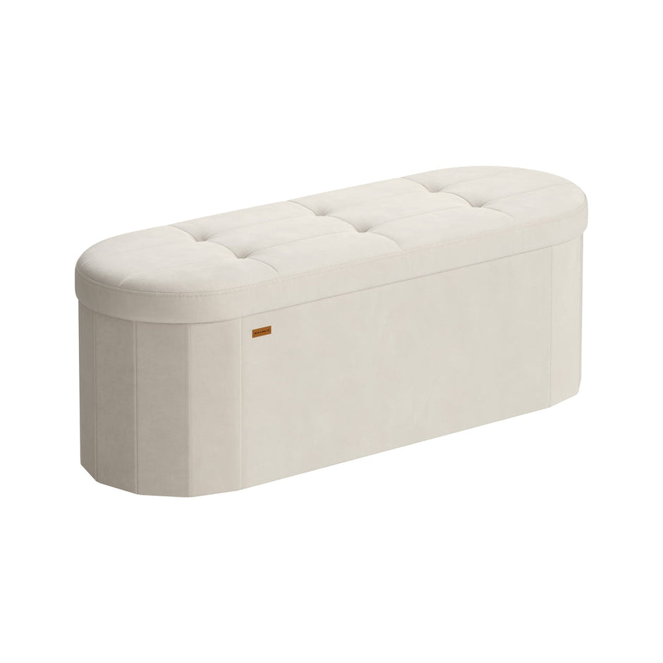 Storage Ottoman Bench - 110L - MDF, Velvet - Folding Design - Easy Assembly