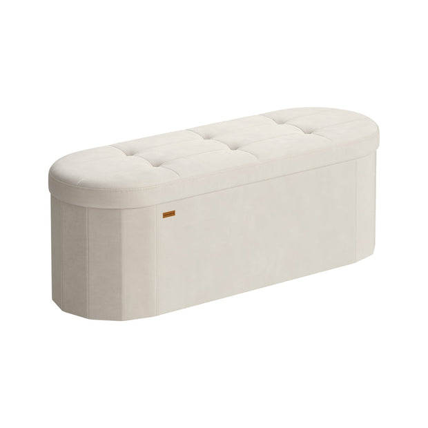 Storage Ottoman Bench - 110L - MDF, Velvet - Folding Design - Easy Assembly