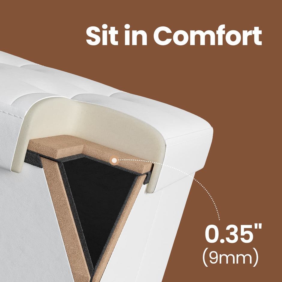 Ottoman Bench – PU Leather and Foam – Black – Folding with Storage Space