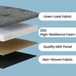 Linen Look Ottoman – Foam, MDF – Dark Grey – Folding Design, 80L Capacity