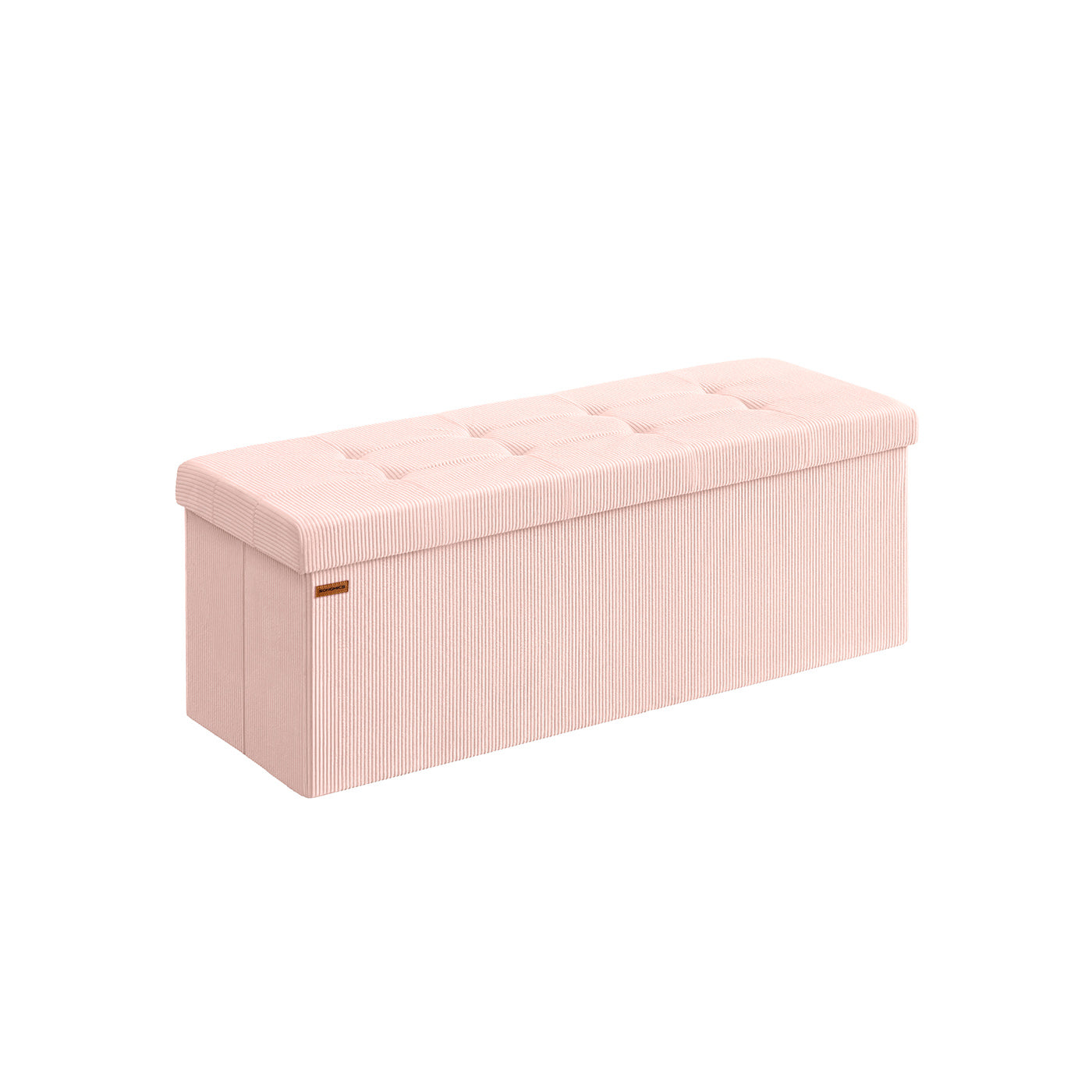 Foldable Storage Ottoman Bench – Fabric – Jelly Pink – Versatile Foot Rest and Storage Solution