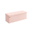 Foldable Storage Ottoman Bench – Fabric – Jelly Pink – Versatile Foot Rest and Storage Solution