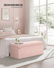 Foldable Storage Ottoman Bench – Fabric – Jelly Pink – Versatile Foot Rest and Storage Solution