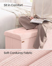 Foldable Storage Ottoman Bench – Fabric – Jelly Pink – Versatile Foot Rest and Storage Solution