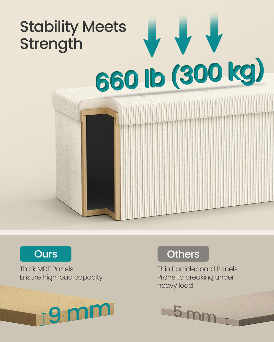 Foldable Storage Ottoman Bench – Fabric – Jelly Pink – Versatile Foot Rest and Storage Solution