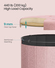 Round Storage Ottoman – Teddy Fleece – Jelly Pink – Foldable with Removable Lid