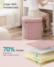 Round Storage Ottoman – Teddy Fleece – Jelly Pink – Foldable with Removable Lid