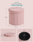 Round Storage Ottoman – Teddy Fleece – Jelly Pink – Foldable with Removable Lid