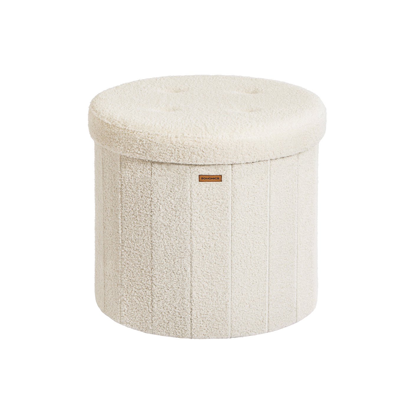 Round Storage Ottoman – Teddy Fleece – Jelly Pink – Foldable with Removable Lid