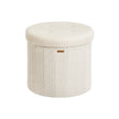 Round Storage Ottoman – Teddy Fleece – Jelly Pink – Foldable with Removable Lid