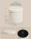 Round Storage Ottoman – Teddy Fleece – Jelly Pink – Foldable with Removable Lid