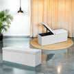 Folding Storage Ottoman Bench – Fabric – White – Foldable with High Load Capacity