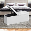 Folding Storage Ottoman Bench – Fabric – White – Foldable with High Load Capacity