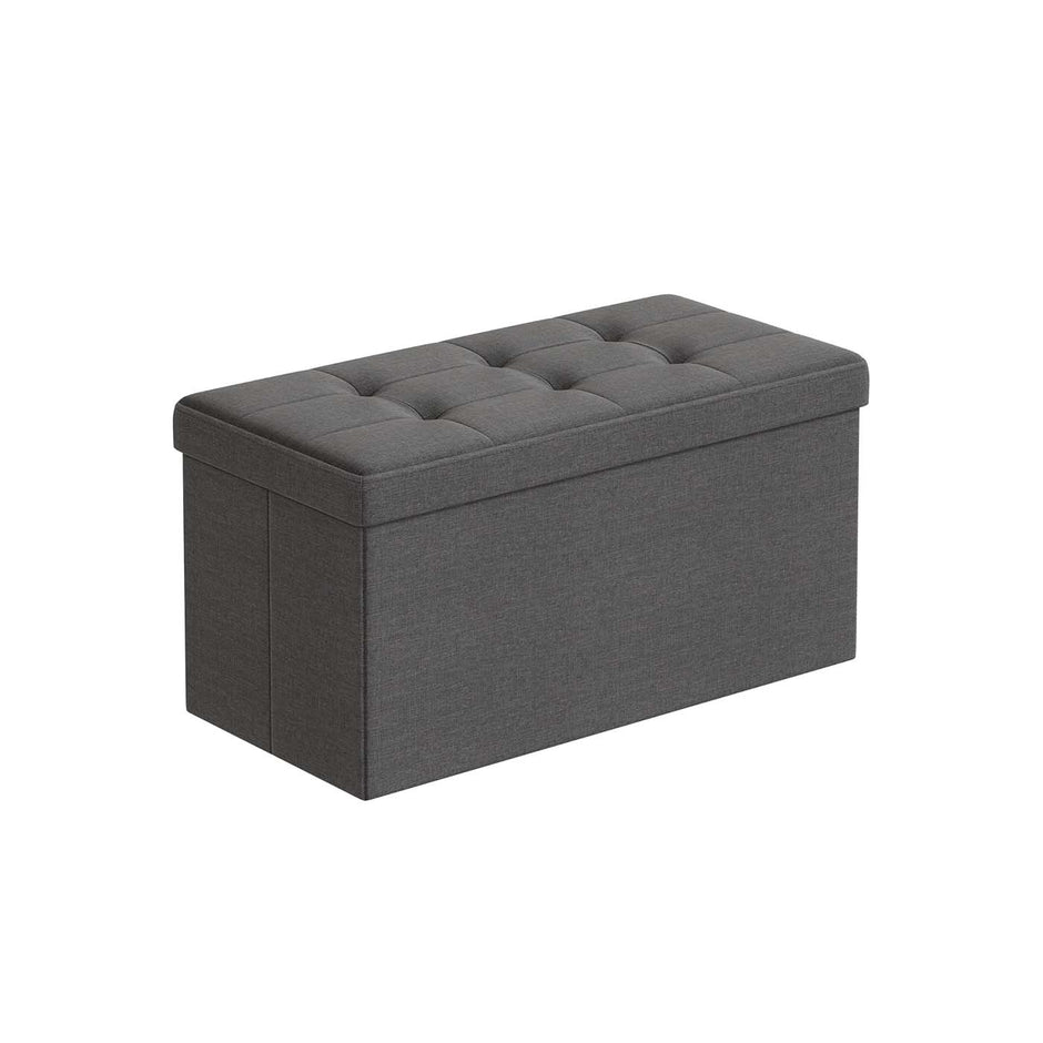Storage Ottoman – Fabric – Ink Black – Foldable with Storage