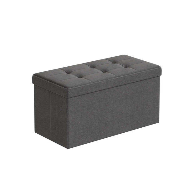 Storage Ottoman – Fabric – Ink Black – Foldable with Storage