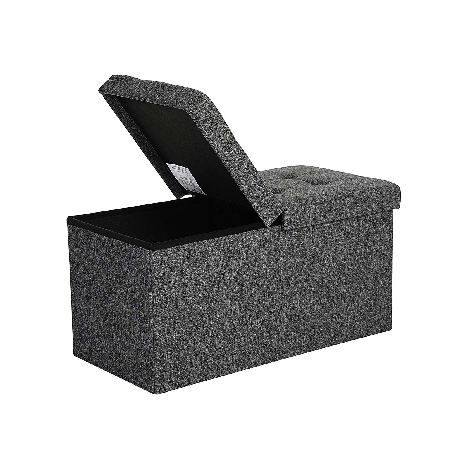 Storage Ottoman – Fabric – Grey – Foldable with Flipping Lid and 300 kg Load Capacity