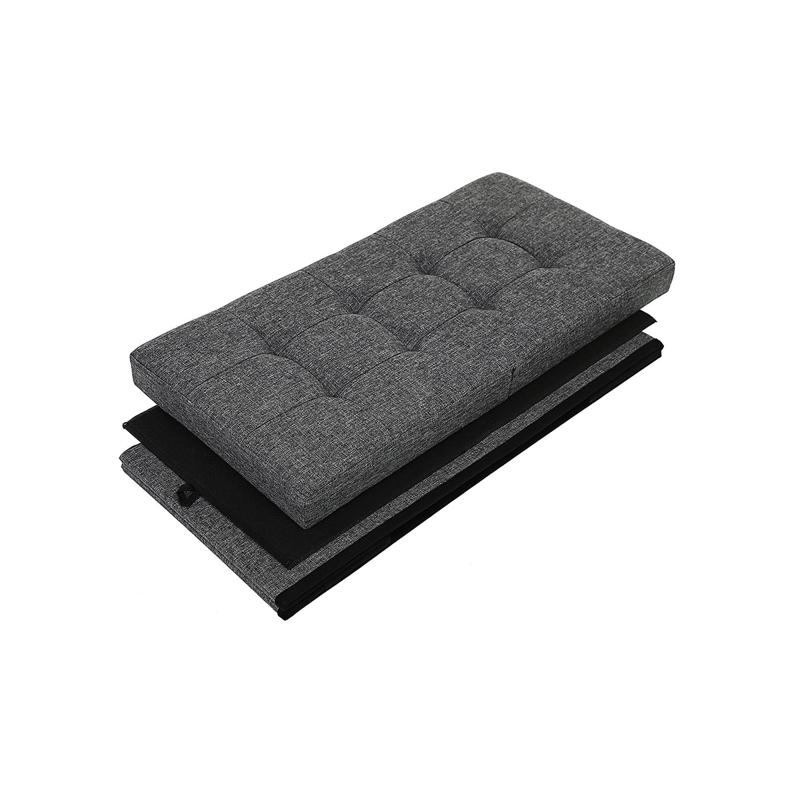 Storage Ottoman – Fabric – Grey – Foldable with Flipping Lid and 300 kg Load Capacity