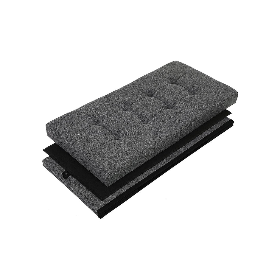 Storage Ottoman – Fabric – Grey – Foldable with Flipping Lid and 300 kg Load Capacity