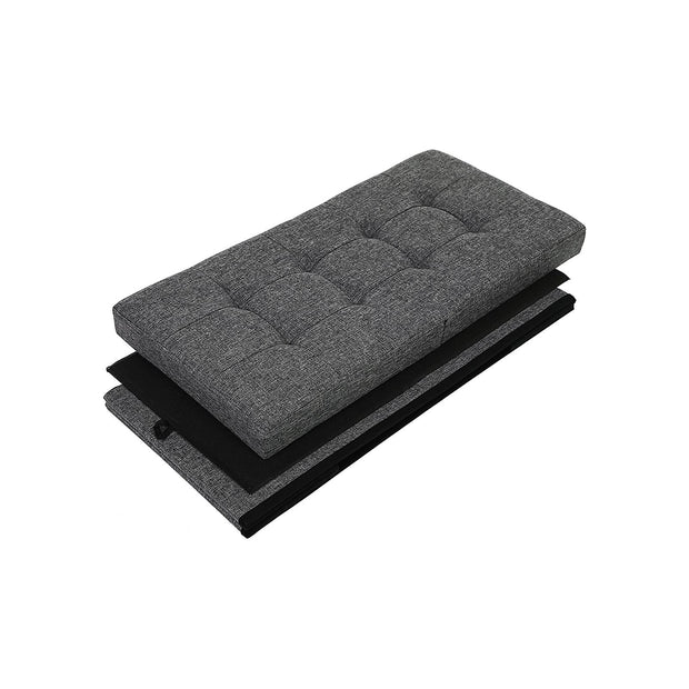 Storage Ottoman – Fabric – Grey – Foldable with Flipping Lid and 300 kg Load Capacity
