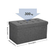 Storage Ottoman – Fabric – Grey – Foldable with Flipping Lid and 300 kg Load Capacity