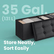 Folding Storage Bench Ottoman – Fabric – Ink Black – Multi-Functional for Living Room, Bedroom, and Entryway