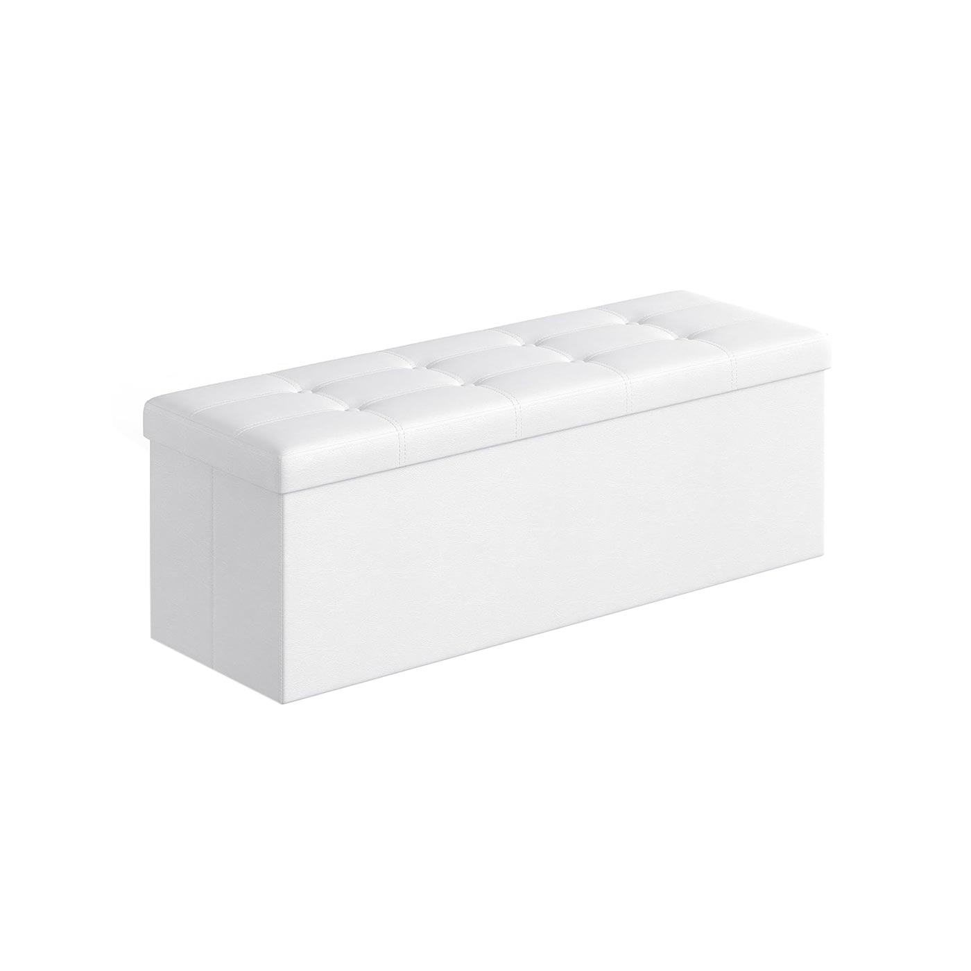 Large Storage Ottoman – Fabric – White – Foldable and Versatile with 300 kg Load Capacity