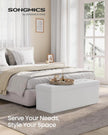 Large Storage Ottoman – Fabric – White – Foldable and Versatile with 300 kg Load Capacity