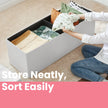 Folding Storage Bench Ottoman – Fabric – Ink Black – Multi-Functional for Living Room, Bedroom, and Entryway