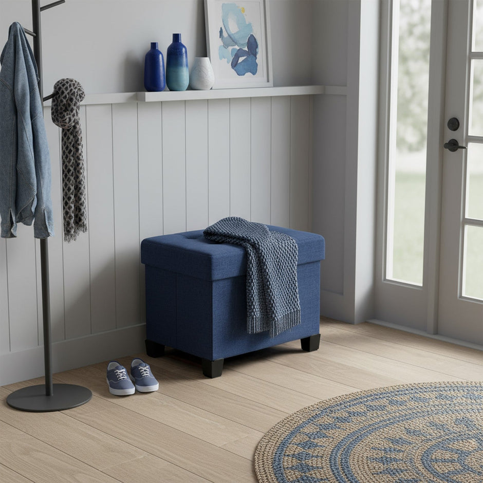 Storage Ottoman – Fabric – Ink Black – Foldable with Storage, Supports up to 300 kg