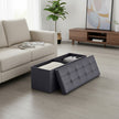 Folding Storage Bench – Fabric – Ink Black – Versatile Ottoman with Internal Storage