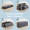 Folding Storage Bench – Fabric – Ink Black – Versatile Ottoman with Internal Storage