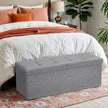 Foldable Storage Ottoman – Fabric – Light Grey – 120L Capacity with Flipping Lid