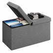 Foldable Storage Ottoman Bench – Fabric – Grey – 300 kg Load Capacity with Flip Lid