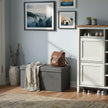 Foldable Storage Ottoman Bench – Fabric – Grey – 300 kg Load Capacity with Flip Lid