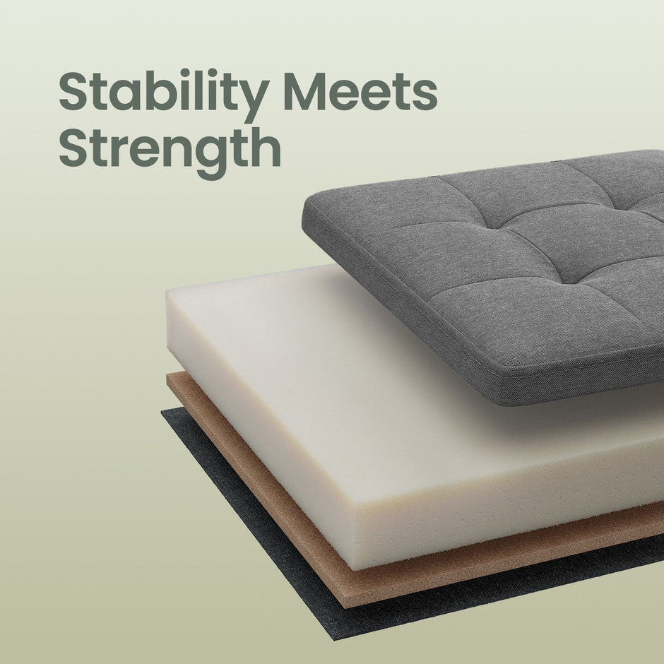 Foldable Storage Ottoman Bench – Fabric – Grey – 300 kg Load Capacity with Flip Lid